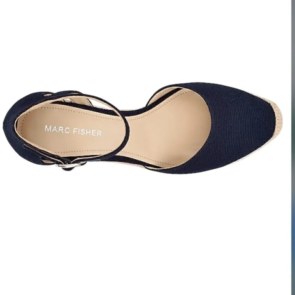 Marc Fisher Teelan Esapdrille Wedge Sandal Navy